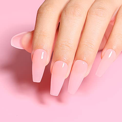 AIMEILI 5 in 1 Builder Base Gel for Nails, Nude Translucent Builder Nail Gel Strengthener Gel Soak Off Clear Gel Polish Hard Gel 10ML-148 - Image 9