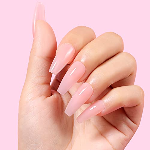 AIMEILI 5 in 1 Builder Base Gel for Nails, Nude Translucent Builder Nail Gel Strengthener Gel Soak Off Clear Gel Polish Hard Gel 10ML-148 - Image 8
