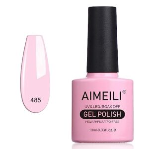 AIMEILI Hema Free Milky Pink Gel Nail Polish Soak Off Pink Nail Gel Polish Varnish Nail Art Color -485 10ml
