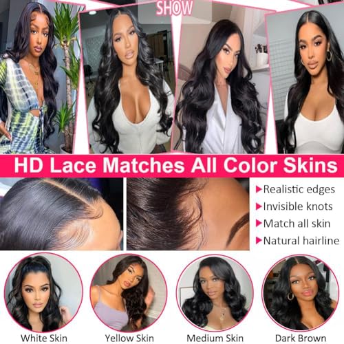 Ainmeys Hair 250% Density Brazilian body wave 13x6 Glueless HD Transparent Full Lace Front wigs human hair 10A Deep Part lace wigsUnprocessed Virgin human hair wigs for black women(34inch) - Image 6