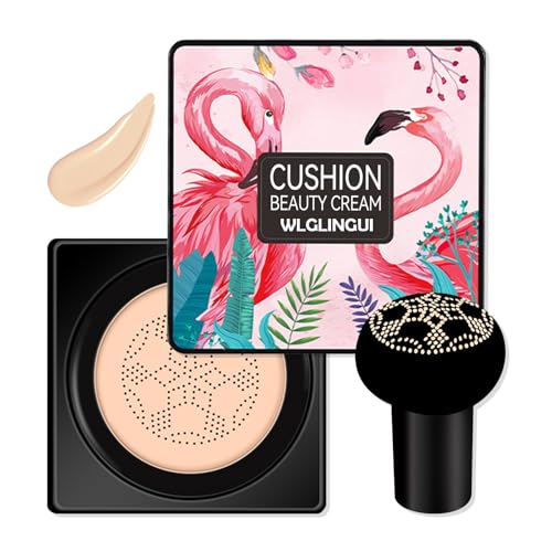 Air Cushion CC Cream Mushroom Head Foundation,Moisturizing BB Cream Foundation Makeup Base Primer,Even Skin Tone,Lightweight Long Lasting Matte Concealer Full Coverage Liquid Foundation(Natural)