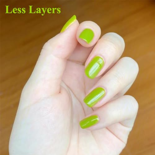 Air Dry Light Green Gel Nail Polish, Chip Resistant Bright Green Summer Gel Polish, Lime Green Nail Polish for Women, Pastel Green Nail Gel Color for Nail Art Manicure & at Home DIY, 10ML - Image 6