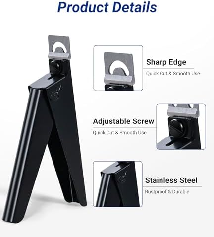 AIRSEE Black Acrylic Nail Clippers with 15 Magnets and Length Measurement Tool - Image 7