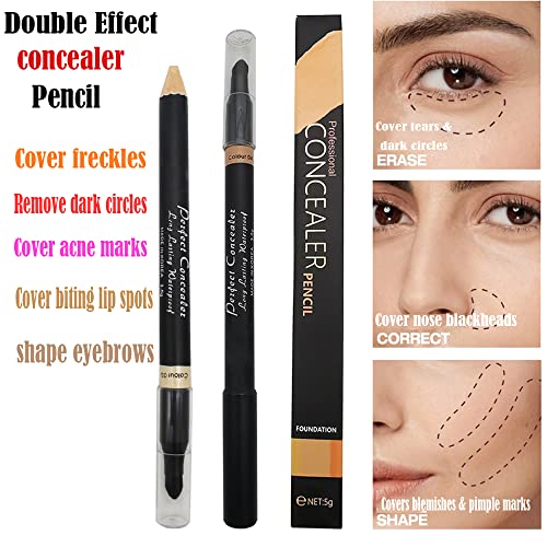 AKARY 2-in-1 Dual-Sided Concealer Pencil with Brush, Wheat Color, for Face and Eyes - Image 3