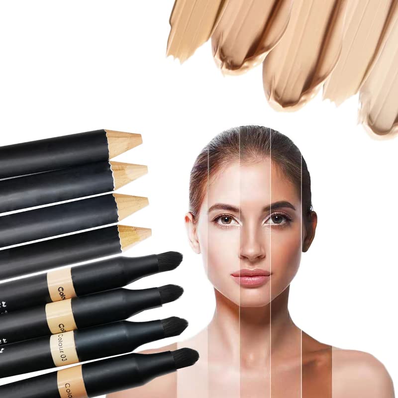 AKARY 2-in-1 Dual-Sided Concealer Pencil with Brush, Wheat Color, for Face and Eyes - Image 4