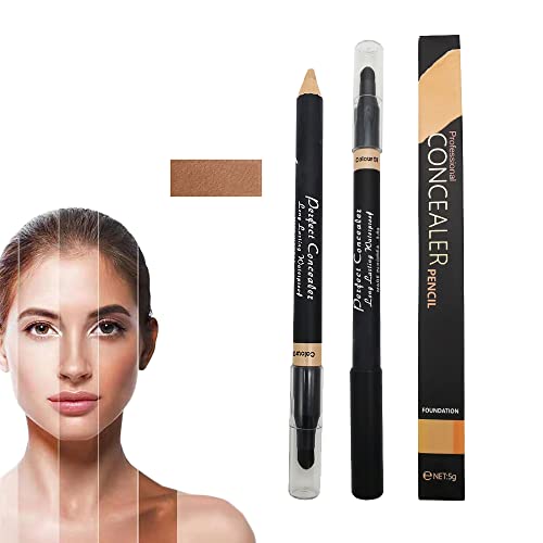 AKARY 2-in-1 Dual-Sided Concealer Pencil with Brush, Wheat Color, for Face and Eyes