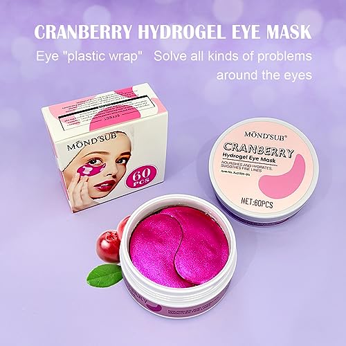 AKARY Cranberry Under Eye Patches Skin Treatment Mask, 30 Pairs/60 Pcs, Reduces Dark Circles, Puffiness, Wrinkles - Hydrating Eye Mask with Glycerin, Hyaluronic Acid, Collagen - Image 2