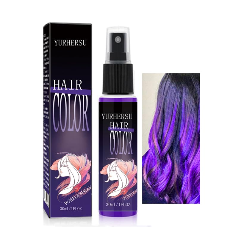 AKARY Purple Temporary Hair Coloring Spray, Hair Color Root Cover Up Easy Temporary Concealer Spray, Washable Dye Instant Vivid Hair Color, Quickly Cover Up Hair Products for Women Men, 1 oz