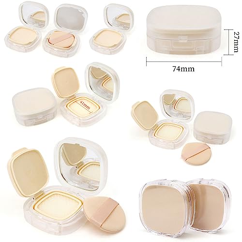 AKOAK 15g/ 0.5oz Empty Transparency Skin Tone Portable Air Powder Puff Box BB CC Liquid Foundation Cream Container Dressing Case Powder Cake Box and Mirror Refillable Container for DIY Travel Trips - Image 8