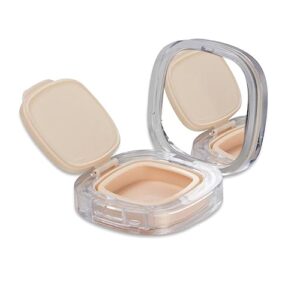 AKOAK 15g/ 0.5oz Empty Transparency Skin Tone Portable Air Powder Puff Box BB CC Liquid Foundation Cream Container Dressing Case Powder Cake Box and Mirror Refillable Container for DIY Travel Trips