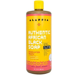 Alaffia Fair Trade Shea Butter African Black Soap All-in-One Wash Shampoo Shaving 32 Oz