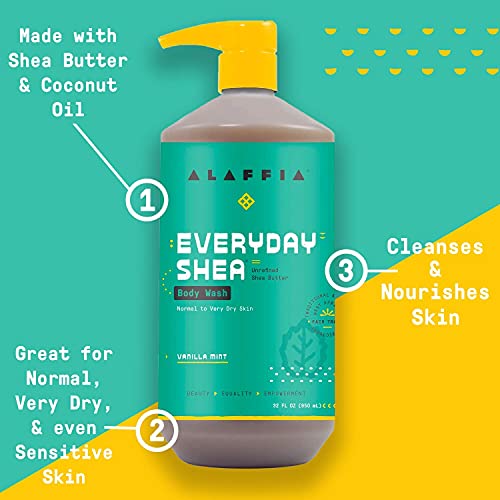Alaffia Everyday Shea Body Wash, Naturally Helps Moisturize and Cleanse Without Stripping Natural Oils with Fair Trade Shea Butter, Neem, and Coconut Oil, Vanilla Mint, 2 Pack - 16 Fl Oz Ea - Image 4
