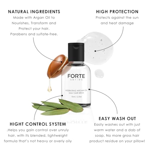 Alex Costa Hydrating Argan Oil Daily Hair Serum by Forte Series Sulfate Free Argan Hair Oil for Men Hair Serum for Dry Damaged Hair, for Styling Hair (75 ml / 2.5 oz) - Image 7