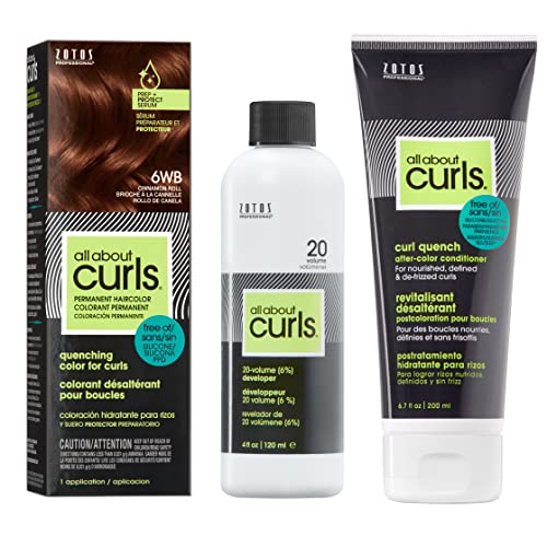 All About Curls 6WB Cinnamon Roll (Medium Blonde - Cool Undertone) Permanent Hair Color (Prep + Protect Serum & Hair Dye for Curly Hair) - 100% Grey Coverage, Nourished & Radiant Curls