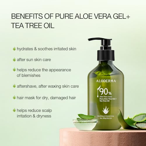 All Purpose Aloe Vera Gel Set - 6 Pieces - 300g Aloe Vera Gel, 300g Aloe Vera Gel + Tea Tree Oil, 200g Aloe Vera Gel, 2pcs x 114g Aloe Vera Gel & 45g Aloe Vera Gel - Image 3