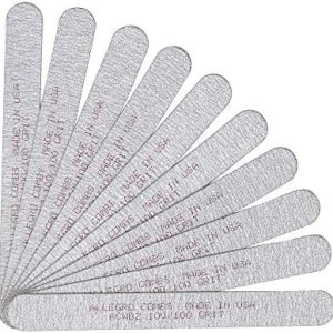 Allegro Combs 7 In. Nail Files Double Sided Wooden Emery Boards For Natural and Acrylic Grits 100,180, 120/240 USA. 10 Pcs. (100 Grit Zebra)