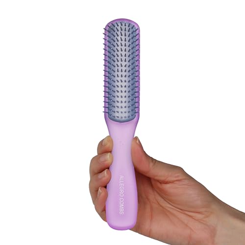 Allegro Combs ScalpCaress Hair Brushes For Women Mens Brush Children Detangler Brush For Curly Hair Curly Hair Brush Slick Back Hair Brush (Purple, Medium)