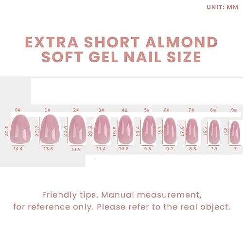 Allkem Soft Gel Nail Tips - Extra Short Almond Neutrals - Chic | 504 Pcs 12 Sizes Short Full Cover Nail Kit - Image 4