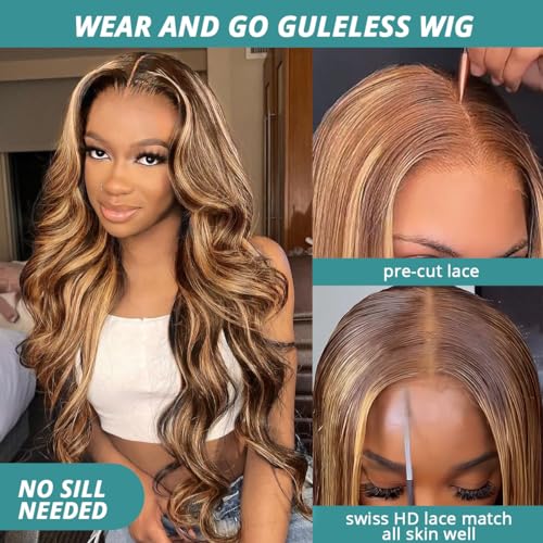 Allove 24 Inch Honey Blonde Ombre Body Wave 180% Density HD Lace Closure Wig - Image 6