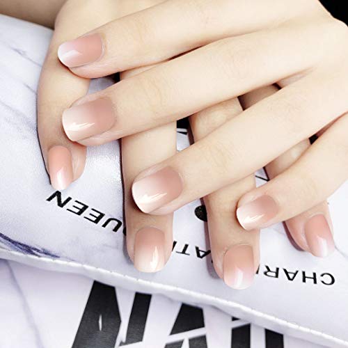 Allstarry 120pcs Ombre French Fake Nail Gradient Nude Short Press on Nails Full Cover Acrylic Nail Tips for Nail Art DIY Decoration - Image 3