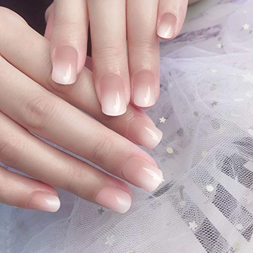 Allstarry 120pcs Ombre French Fake Nail Gradient Nude Short Press on Nails Full Cover Acrylic Nail Tips for Nail Art DIY Decoration - Image 2