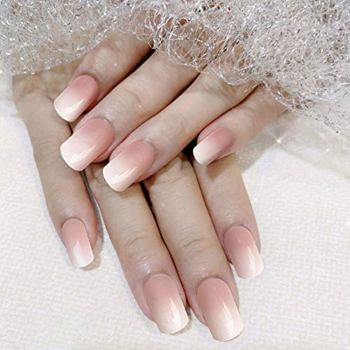 Allstarry 120pcs Ombre French Fake Nail Gradient Nude Short Press on Nails Full Cover Acrylic Nail Tips for Nail Art DIY Decoration - Image 4