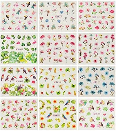 ALLYDREW Tropical Paradise Flamingo Nail Art Decals, Set of 12 Sheets - Image 3