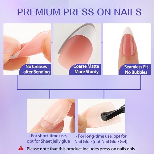 Almond Press on Nails - UNA GELLA 300Pcs Almond French Soft Gel Nail Tips 3 In 1 Pre-buff Gel X Nails Press ons Almond French Press on Nails Tips Gel X Nail Tips 15Sizes for Home DIY Salon - Image 3