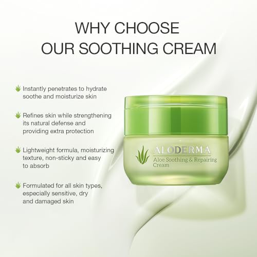 Aloderma Essential Aloe Soothing & Repairing Skin Care Set - 5 Pieces - Gel, Cleanser, Toner, Cream x2pcs - Image 2