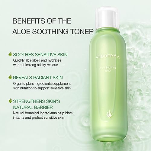 Aloderma Essential Aloe Soothing & Repairing Skin Care Set - 5 Pieces - Gel, Cleanser, Toner, Cream x2pcs - Image 4
