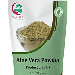 Aloe Vera Powder 8 oz | Moisturizing Face Mask Ingredient For Dry Skin | Hair Mask Ingredient for Hair Growth | Made from Pure & Cultivated Aloevera | by Yogi’s Gift®
