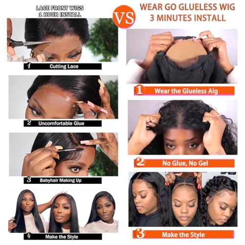 Amanda Wear And Go Glueless Wigs Human Hair Pre Cut Lace 6x4 Deep Wave Wig 180 Density Human Hair Wig Glue HD Lace Front Wig Human Hair 18 Inch - Image 7