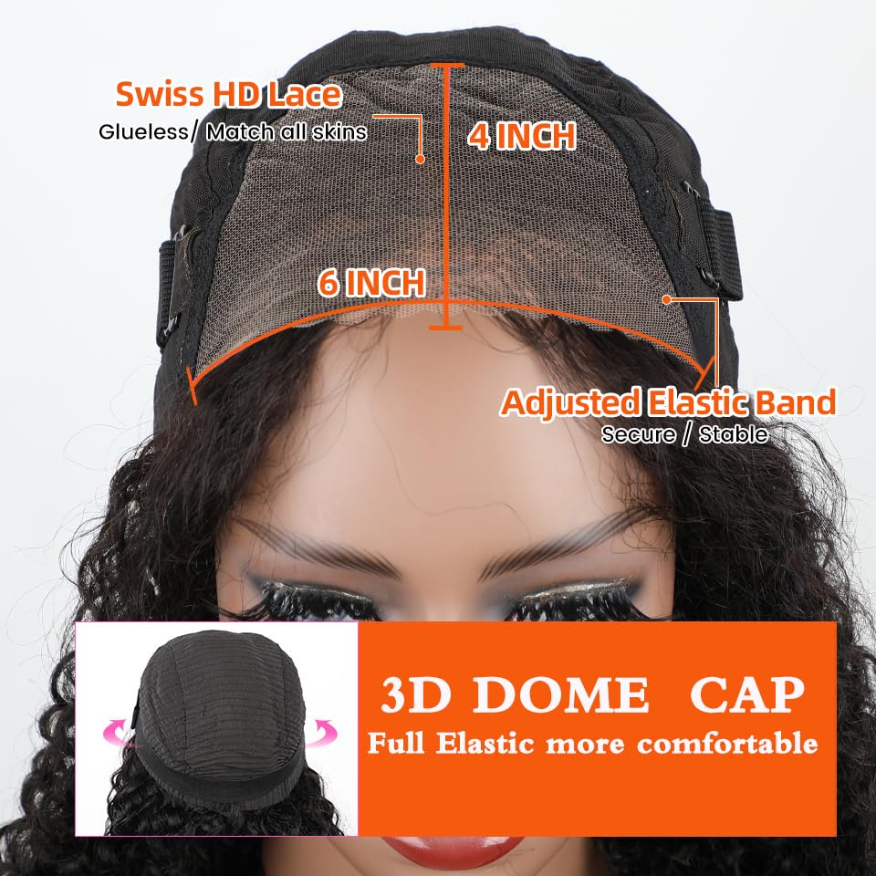 Amanda Wear And Go Glueless Wigs Human Hair Pre Cut Lace 6x4 Deep Wave Wig 180 Density Human Hair Wig Glue HD Lace Front Wig Human Hair 18 Inch - Image 4