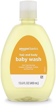 Amazon Basics Gentle Tear-Free Baby Hair and Body Wash, Lightly Scented, 13.6 Ounce
