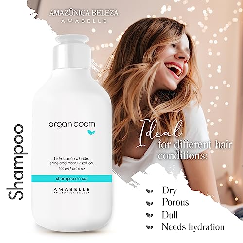AMAZONICA BELEZA Argan Boom Shampoo and Conditioner for Moisturizing and Nourishing | Hydrate & Repair Dry Hair | Hidrata y Repara |10 Oz - Image 2