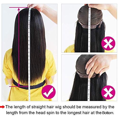 Amella Hair Straight Human Hair Wigs with Bangs for Black Women Brazilian Unprocessed Virgin Straight Hair Wigs 150% Density None Lace Front Wigs (18Inch, Machine Made Wigs) - Image 7