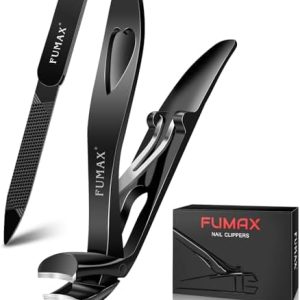 Angled Large Nail Clippers for Seniors, Toenail Clippers for Thick Toenails Nails, Mess Free Toe Nail Clippers with Catcher, Arthritis Nail Cutter with Wide Jaw for Men Women-Black