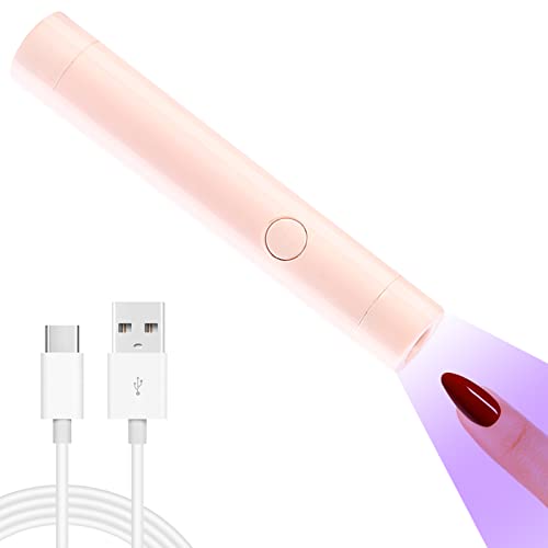 ANGNYA Portable Mini UV LED Nail Lamp Pen Shape Nail Dryer for Gel Nails UV Gel Light 6W Curing Lamp Quickly Drying for Nails Professional LED Gel Nail Light for DIY at Home Nail Salon (Pink)