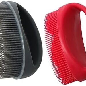 Angoily 2-Piece Silicone Exfoliating Body and Scalp Brush Set for Face and Skin Care