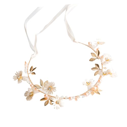 Angoily Bride Headpieces for Wedding Pearl Tiara Candy Hair Bow Flower Hair Accessories Mini Spray Bottle Holder Pearl Hair Accessories Girl Child The Flowers White Headband
