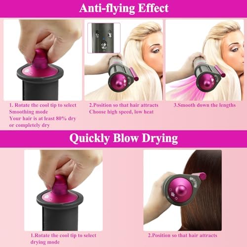 Anti-Flight Flyaway Attachment Nozzle for Dyson Airwrap, Smoothing Dryer Accessories for Dyson Air wrap HS05, Rose - Image 5