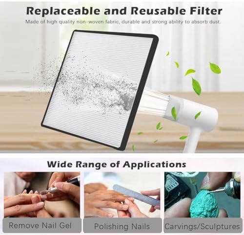 AONOLOVO Nail Dust Collector, Powerful Nail Vacuum Dust Collector Nail Tech Extractor Fan Manicure Tool for Acrylic Nails Removal, White - Image 5
