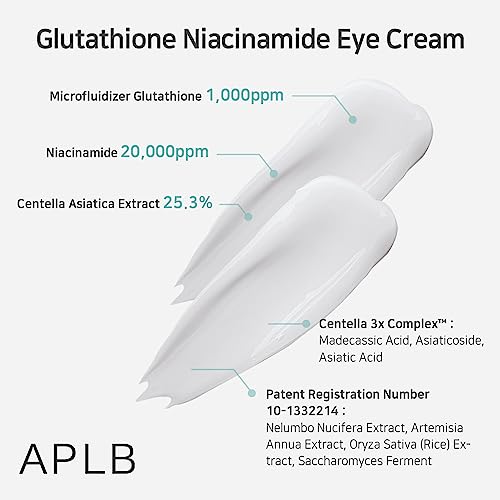 APLB Glutathione Niacinamide Eye Cream | LIPO GLUTA NIAC CEN™ 27.4% 0.68 FL.OZ/Korean Skincare, Eye cream for dark circles and puffiness, Improve elasticity & provide moisture around eye region - Image 4