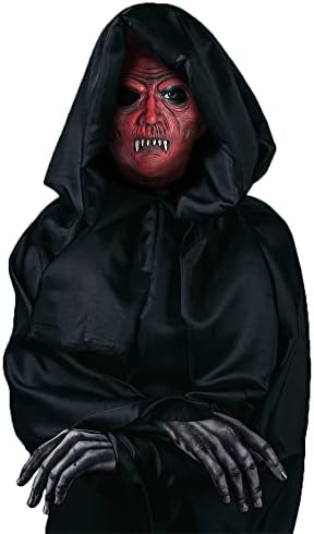 AQKILO® Red Hell Demon Mask With Black Horms Mask Scary Halloween Latex Full Head Realistic Masks Fancy Dress for Halloween Carnival Costume Party - Image 6