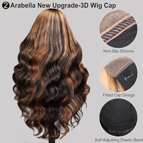 Arabella 5x6 Ready to Go Glueless Wigs Human Hair 1B/30 Highlight Lace Front Wig Human Hair 210% Density Pre Cut Glueless Wigs Human Hair Real Pre Bleached Body Wave Wig (20inch, 5X6 Body Wave Wig) - Image 3