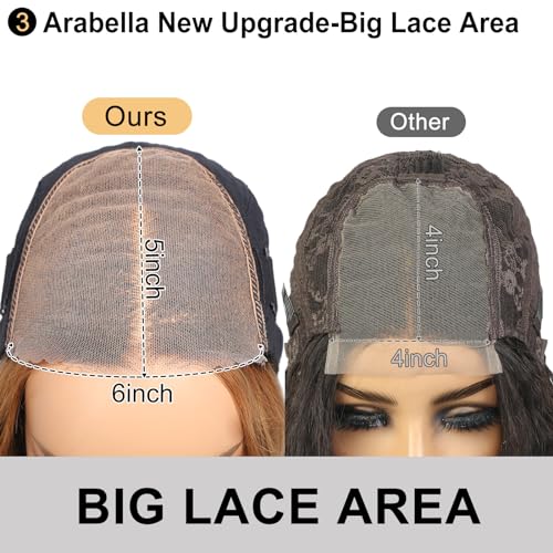 Arabella 5x6 Ready to Go Glueless Wigs Human Hair 1B/30 Highlight Lace Front Wig Human Hair 210% Density Pre Cut Glueless Wigs Human Hair Real Pre Bleached Body Wave Wig (20inch, 5X6 Body Wave Wig) - Image 4