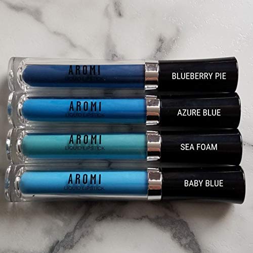 Aromi Baby Blue Matte Liquid Lipstick 0.14 oz Waterproof Vegan Light Sky Blue - Image 8