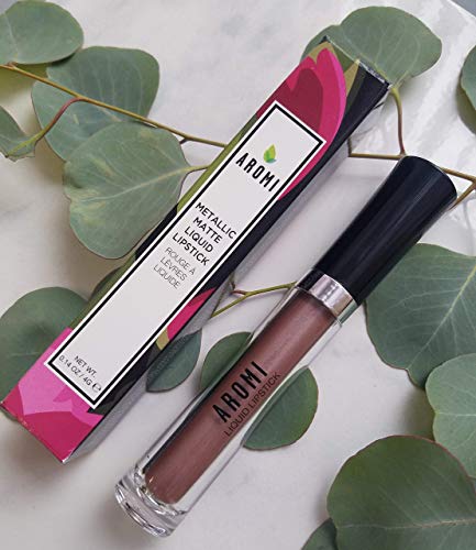 Aromi Light Brown Frosty Nude Shimmery Metallic Liquid Lipstick 0.14 oz Vegan Handmade - Image 4