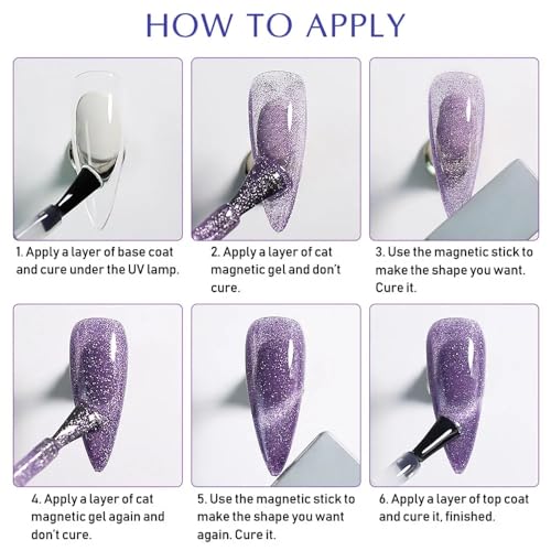 Arte Clavo 10ml Holographic Glitter Jelly Pink Cat Eye Gel Polish Set of Pink Colors with Free Magnet UV LED Soak Off Nail Polish DIY Manicure Nail Salon Varnish 6009… - Image 8
