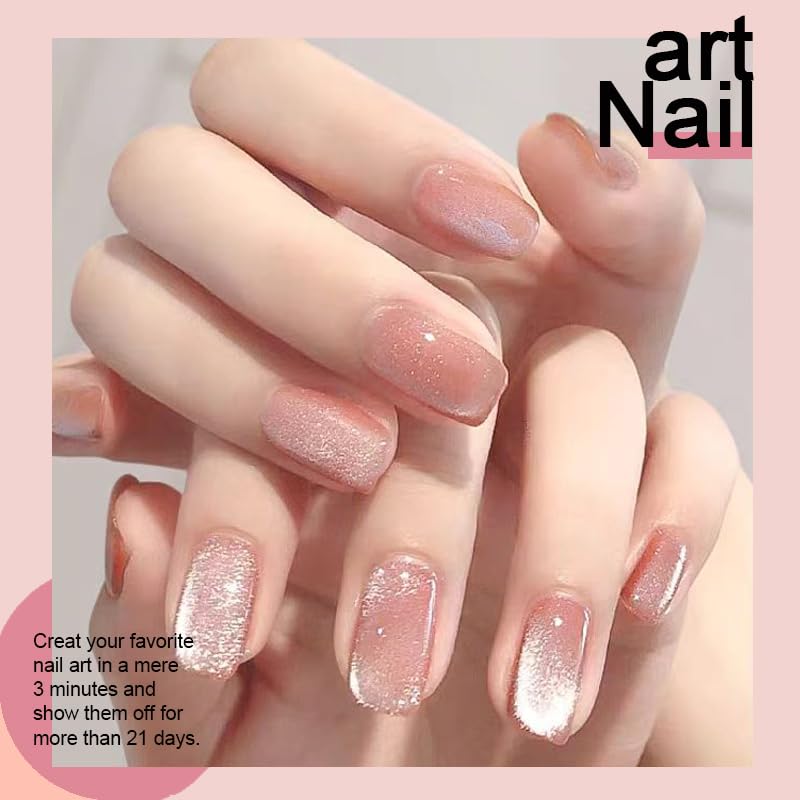 Arte Clavo 10ml Holographic Glitter Jelly Pink Cat Eye Gel Polish Set of Pink Colors with Free Magnet UV LED Soak Off Nail Polish DIY Manicure Nail Salon Varnish 6009… - Image 4